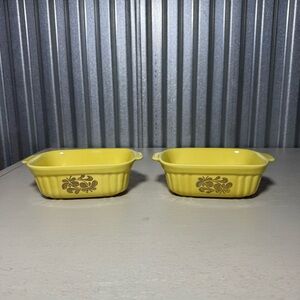 Authentic Vintage Pfaltzgraff 1983 Yellow Ceramic Baking Dishes Set of 2